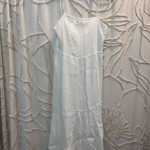 Vici White Midi Dress with Spaghetti Straps